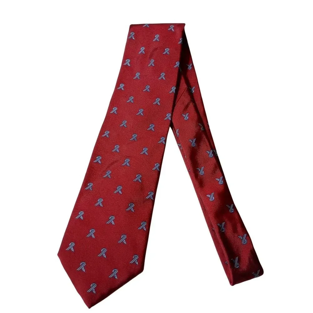 Brooks Brothers Basics Mens Red Silk Awareness Ribbon Necktie Made in USA